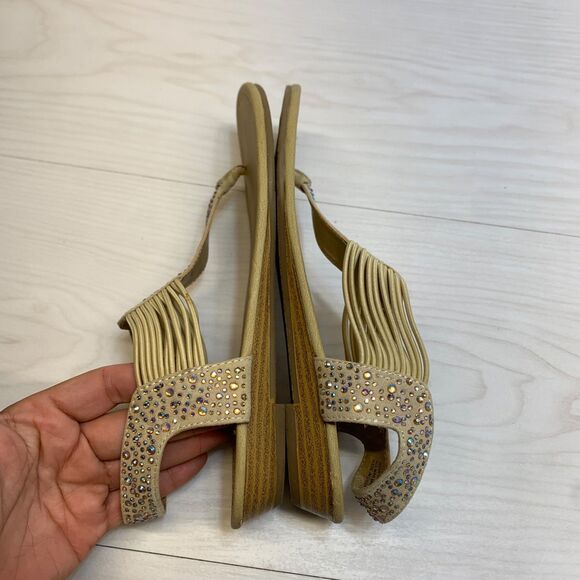 Coach and Four Brown Rhinestone Embellished Leather Slingback Sandals Size 7.5M - Picture 2 of 12